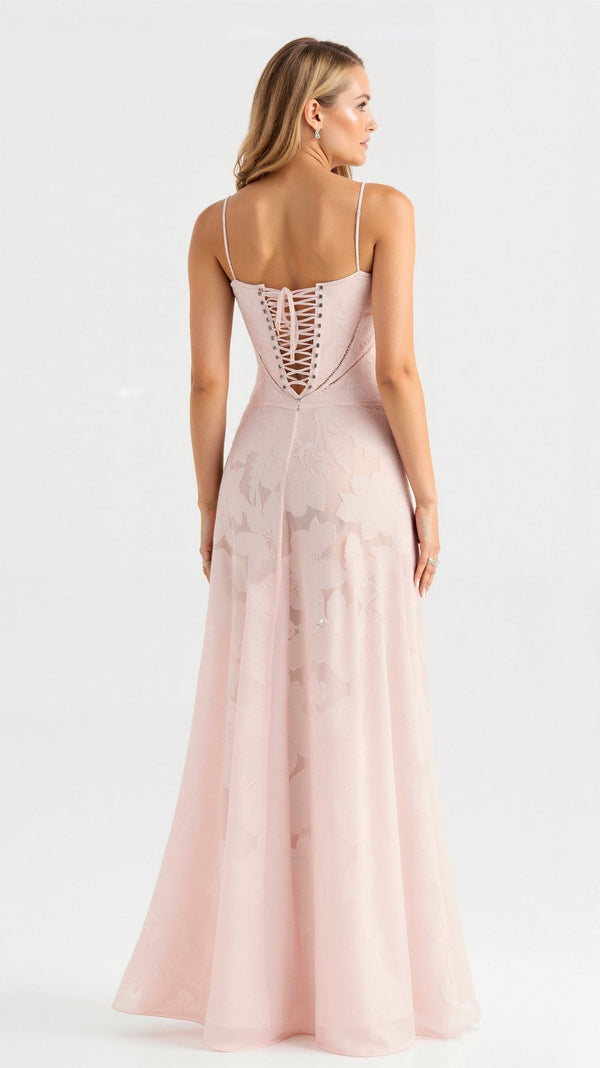 Robe Maxi Naya en Dentelle | Superposition Transparente | Bretelles Fines