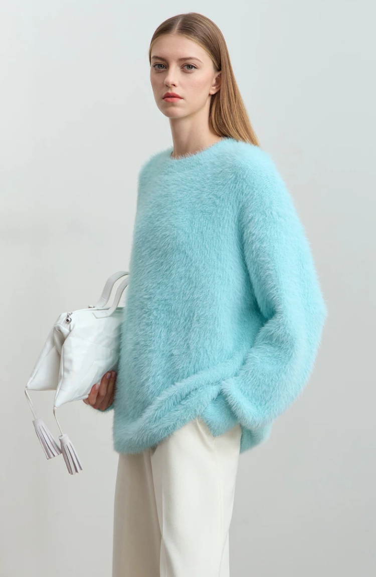 Pull Fuzzy Knit | Coupe Relaxée | Blanc