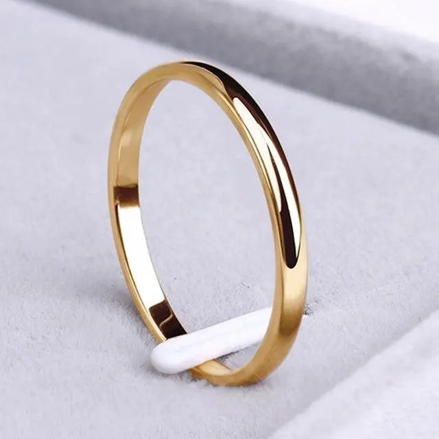Bague de Mariage Slim | 2mm Acier Inoxydable Plaqué Or | Design Unisexe