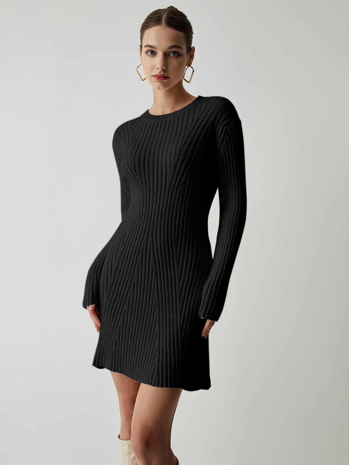 Robe Pull Ribbed | Manches Longues | Slim Fit Mini