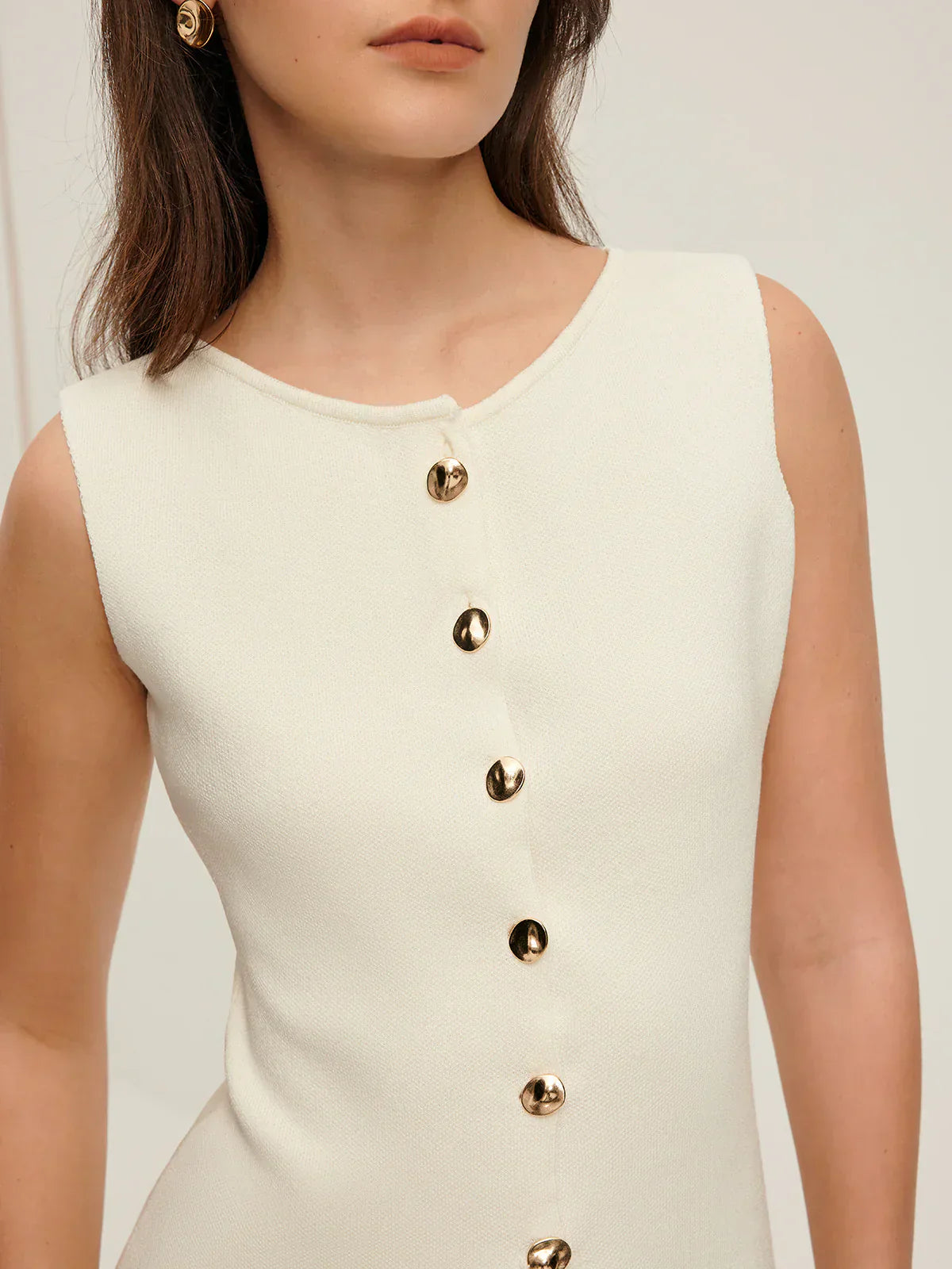 Gilet Tricot Métier | Boutons Devant | Ourlet Fendu