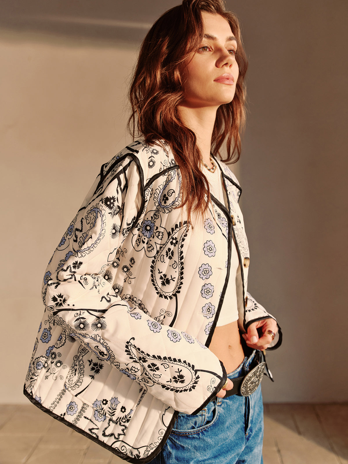 Veste en Coton Brodé | Imprimé Floral | Inspirée du Bohème