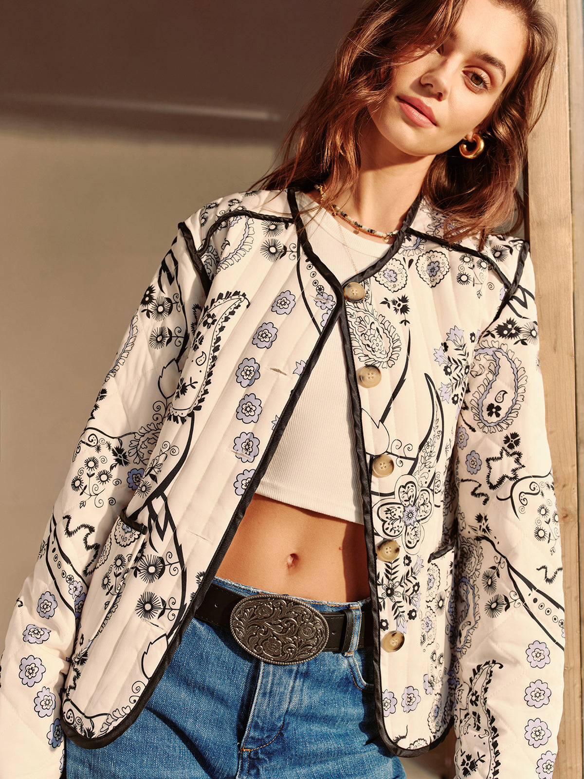 Veste en Coton Brodé | Imprimé Floral | Inspirée du Bohème