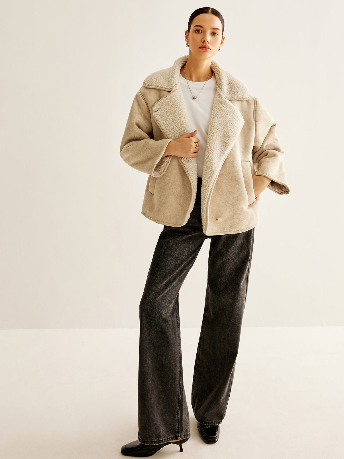 Veste en Faux Shearling | Coupe Oversized | Beige