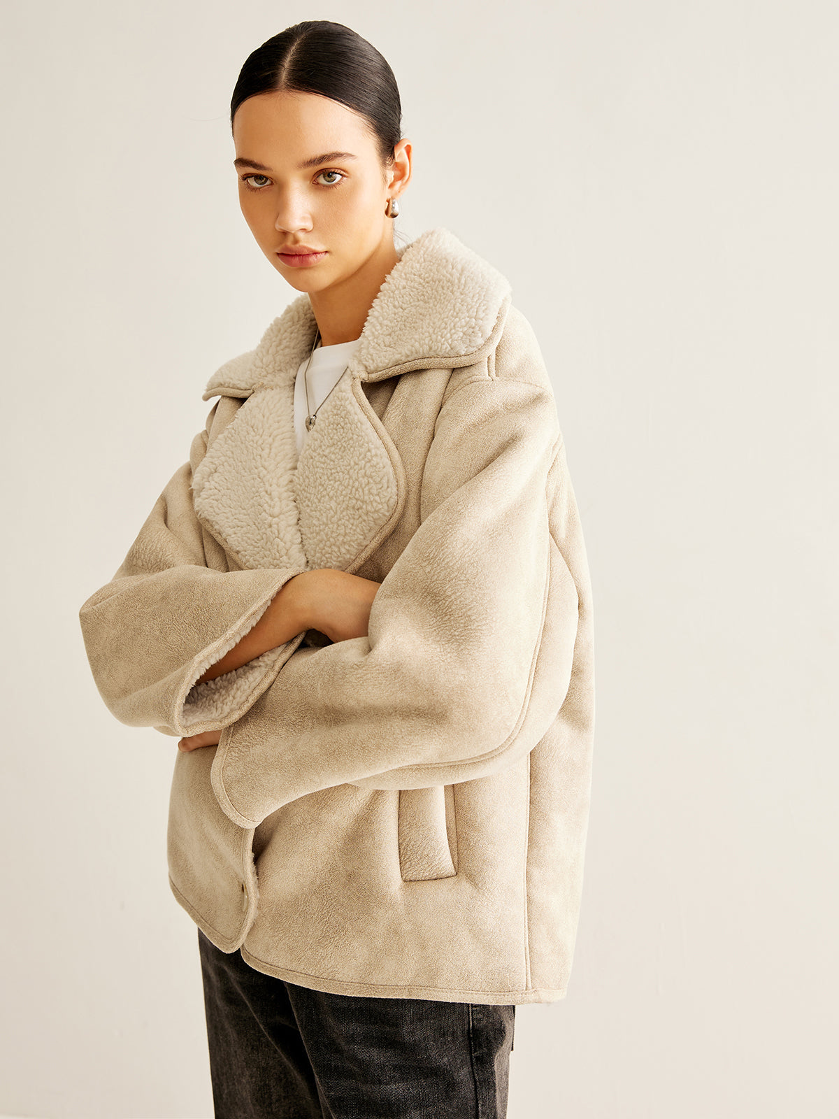 Veste en Faux Shearling | Coupe Oversized | Beige