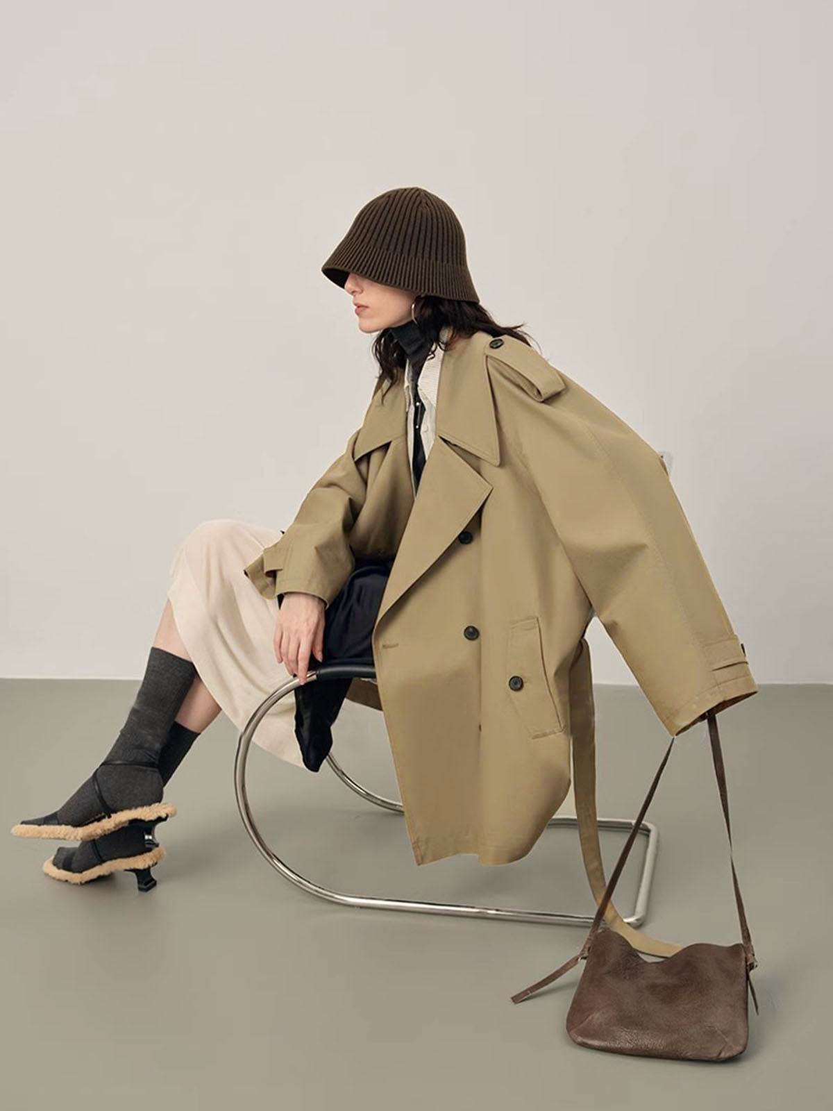 Trench Coat Oversized Double Breasted | Coupe Relaxée | Ceinturé