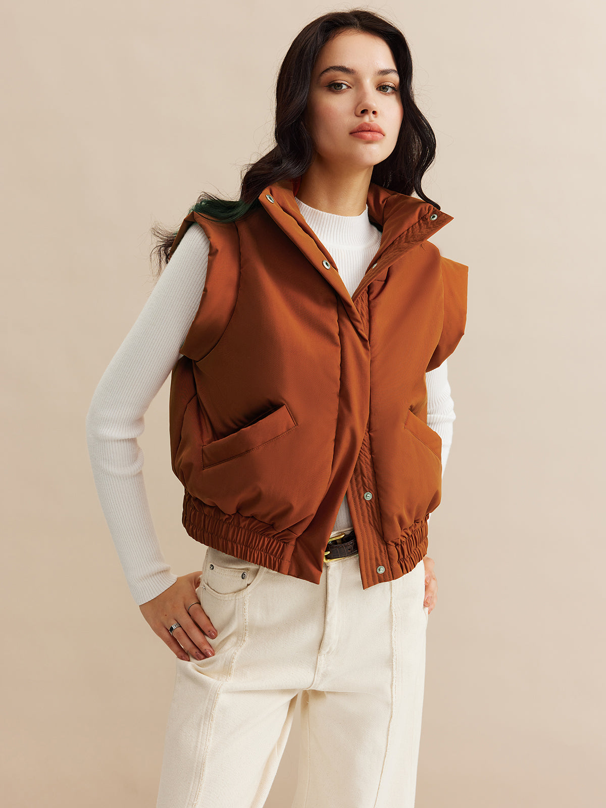 Gilet Matelassé Sans Manches | Col Montant | Coupe Relaxe