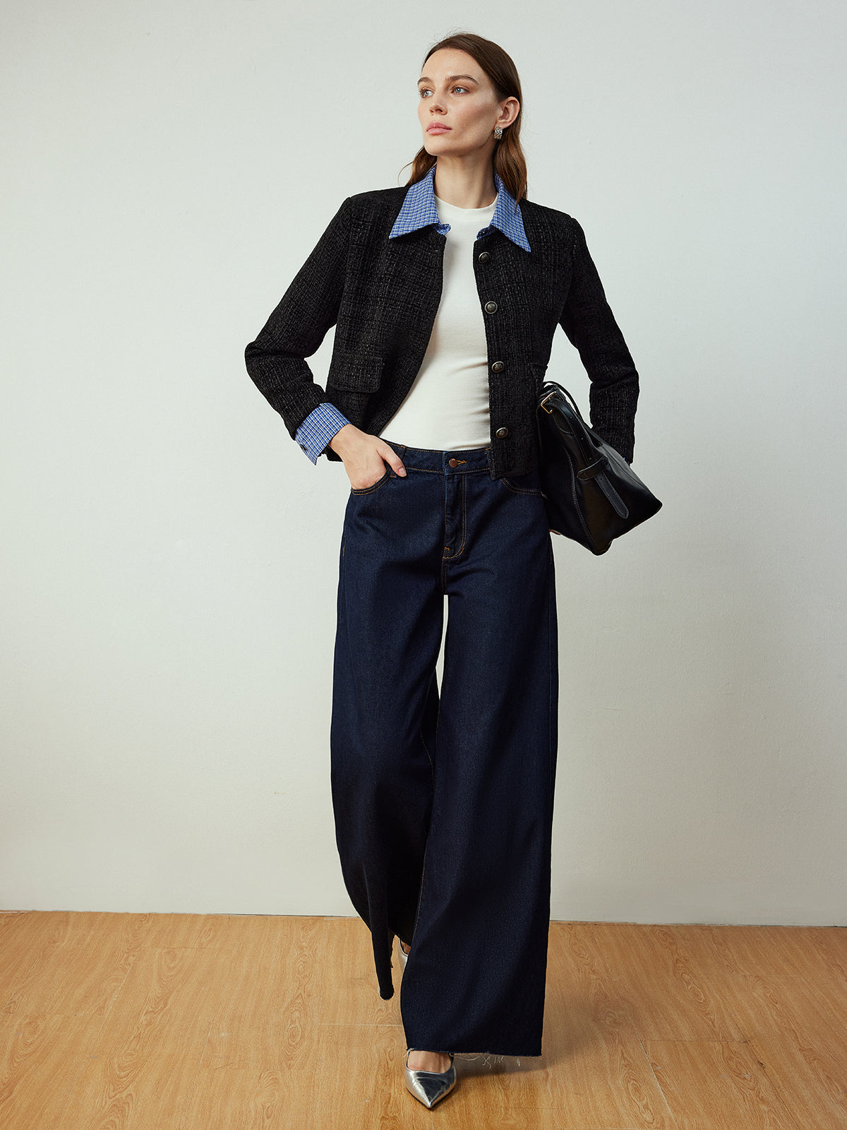 Veste Tweed Courte | Col Contrast | Silhouette Classique