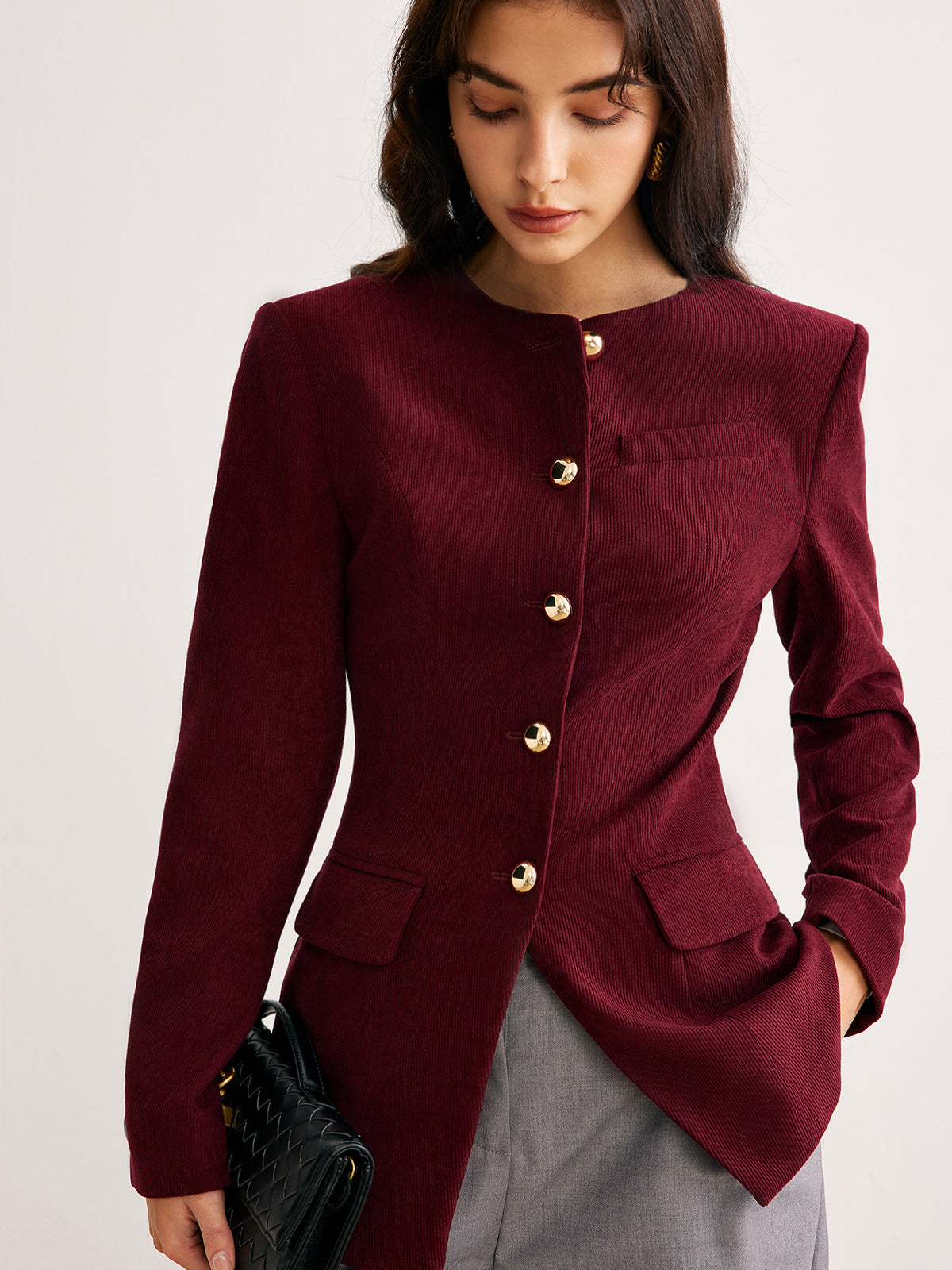Blazer Femme Ajusté Boutons Or | Silhouette Structurée