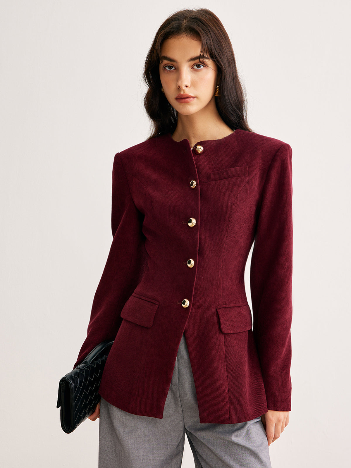 Blazer Femme Ajusté Boutons Or | Silhouette Structurée