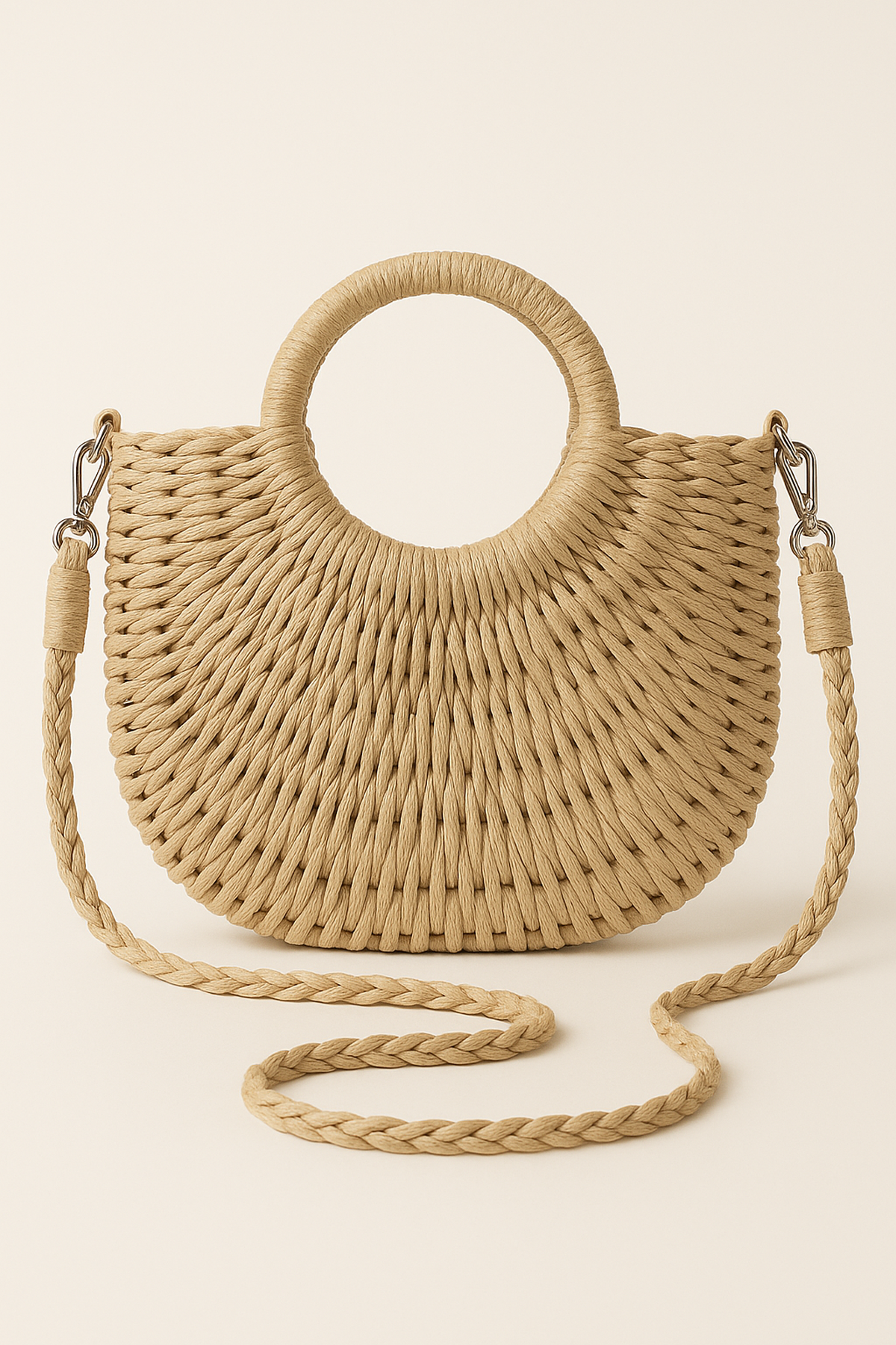 Sac Rond en Paille | Style Bohème Structuré