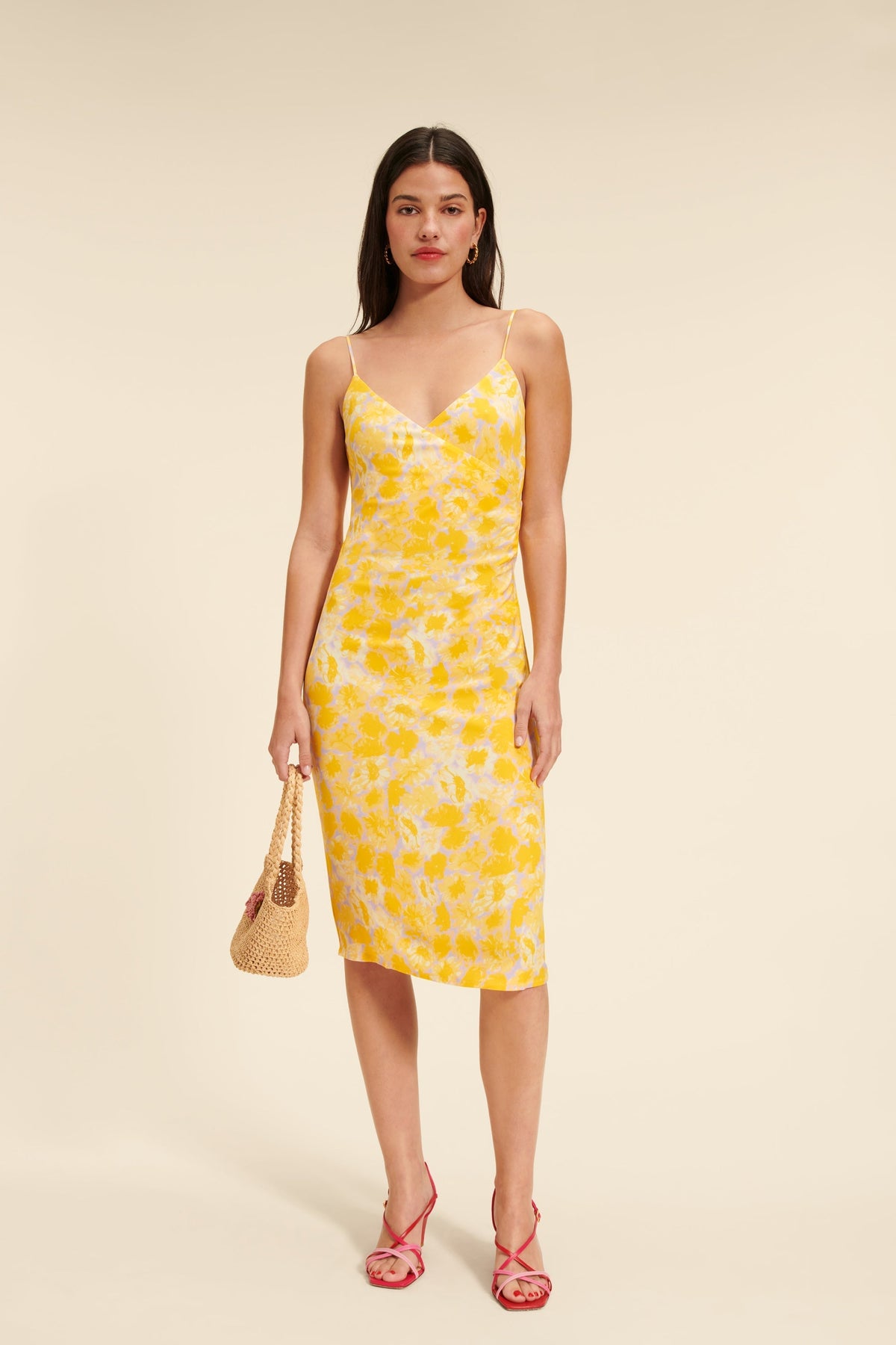 Robe Midi Florale | Col V | Viscose Légère