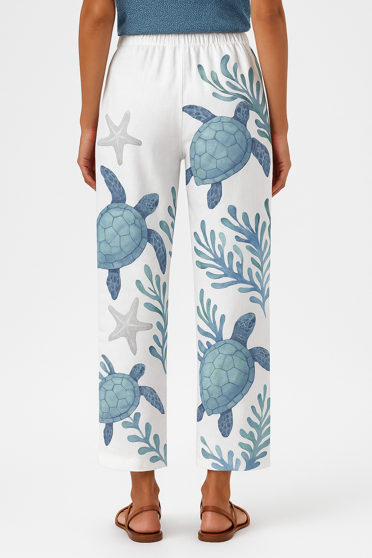 Pantalon Large Imprimé Plage Évasion | Taille Élastique