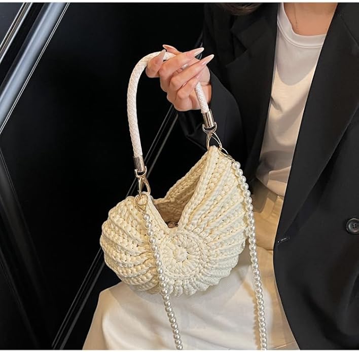 Sac Shell en Crochet Métier | Détail en Perles Artisanales