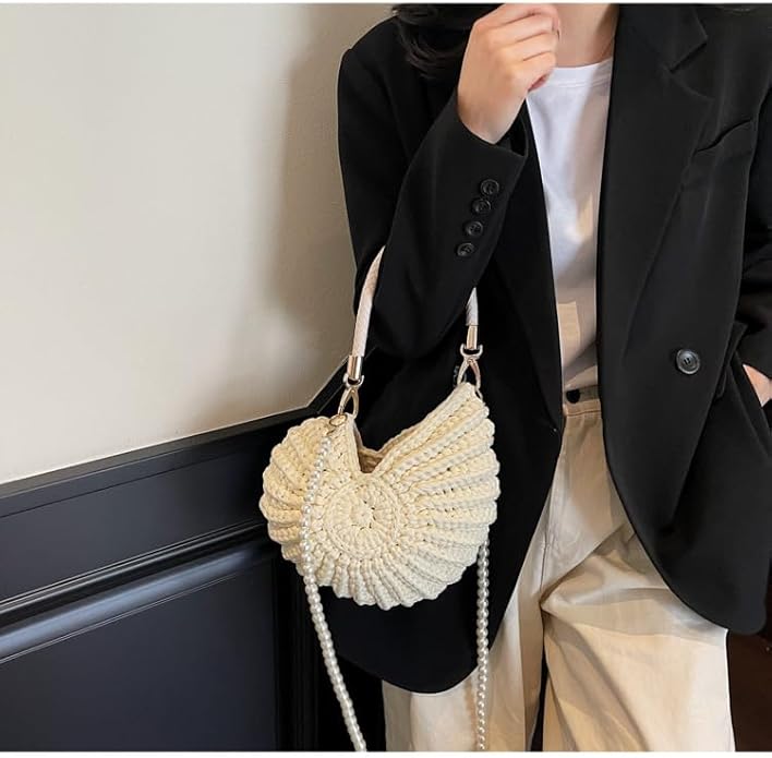 Sac Shell en Crochet Métier | Détail en Perles Artisanales