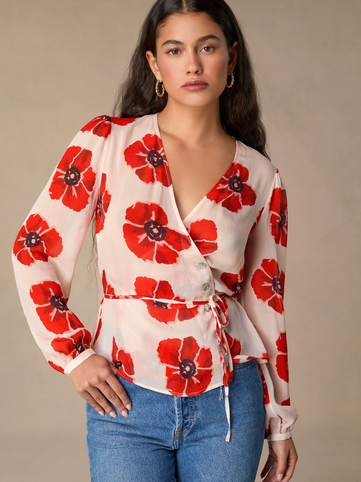 Blouse Enveloppante Florale | Chiffon Col V