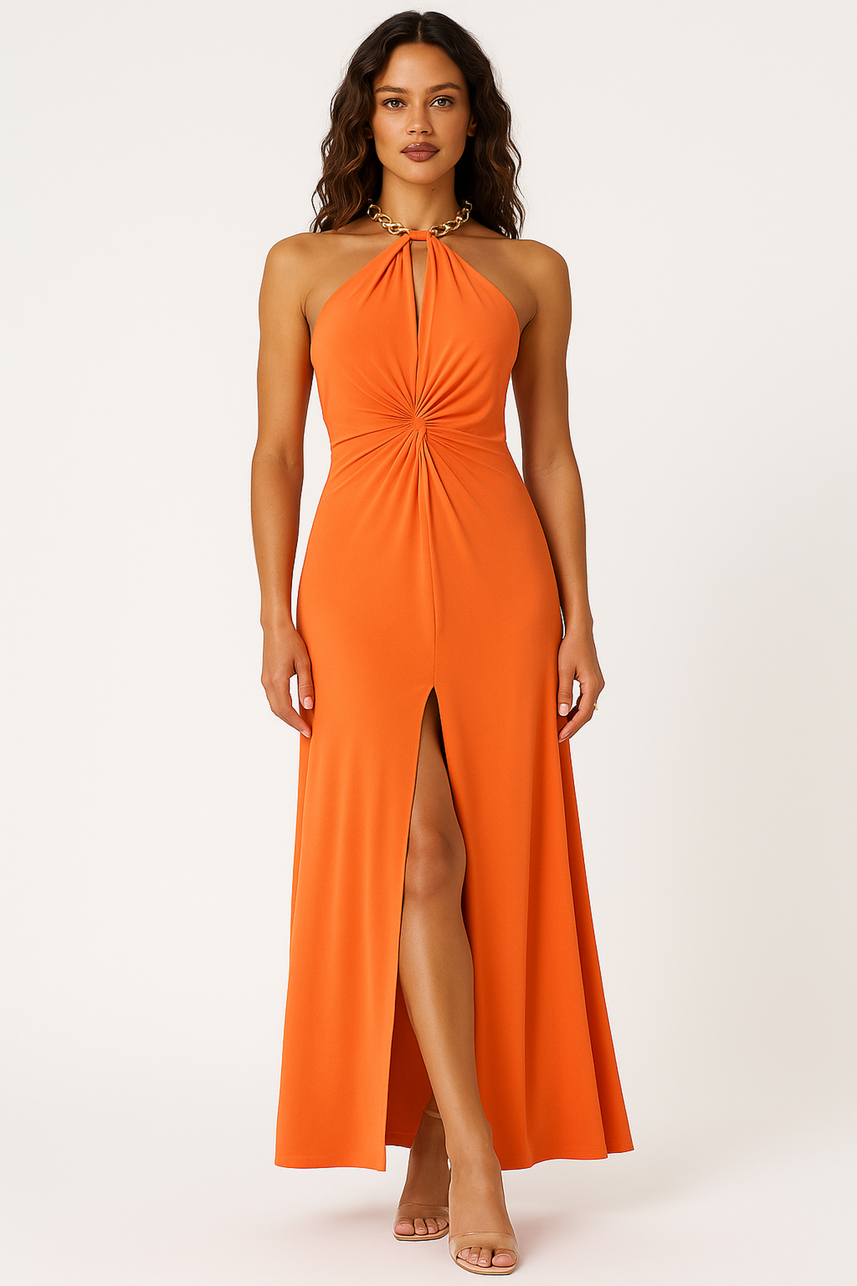 Robe Maxi Halter | Col Chaîne | Silhouette Longue