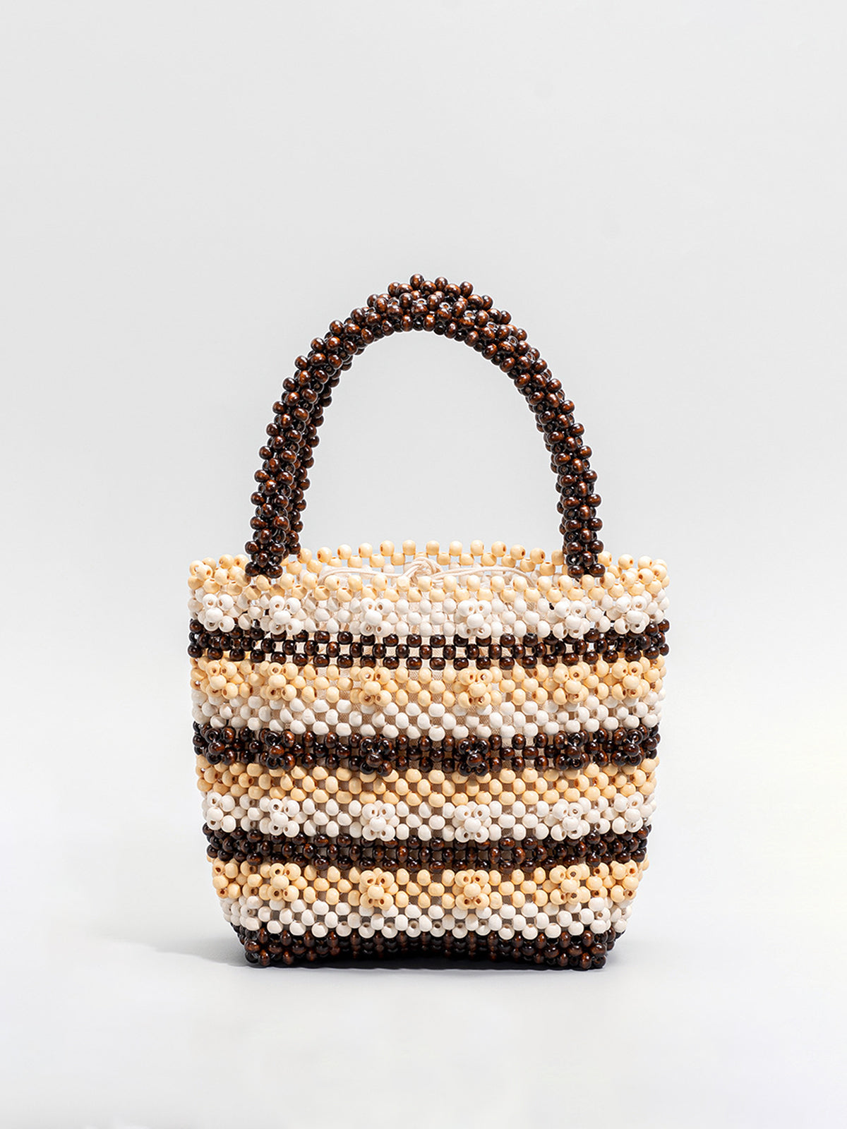 Sac Tote en Perles Rayées Artisanal | Manche Structuré