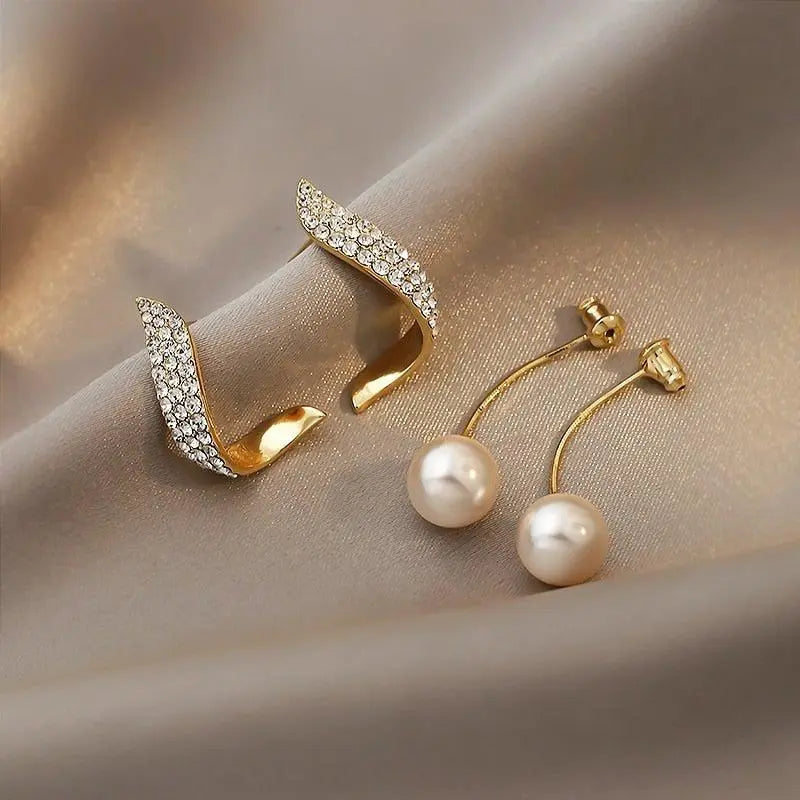 Boucles d'oreilles Lueur Perle | Paved Cristal Or