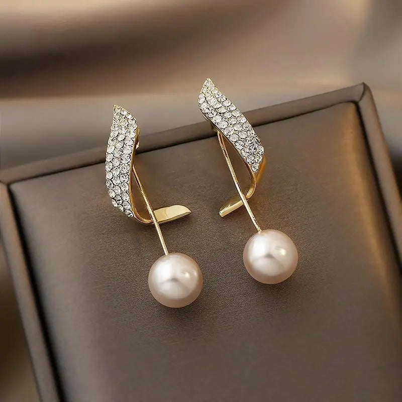 Boucles d'oreilles Lueur Perle | Paved Cristal Or