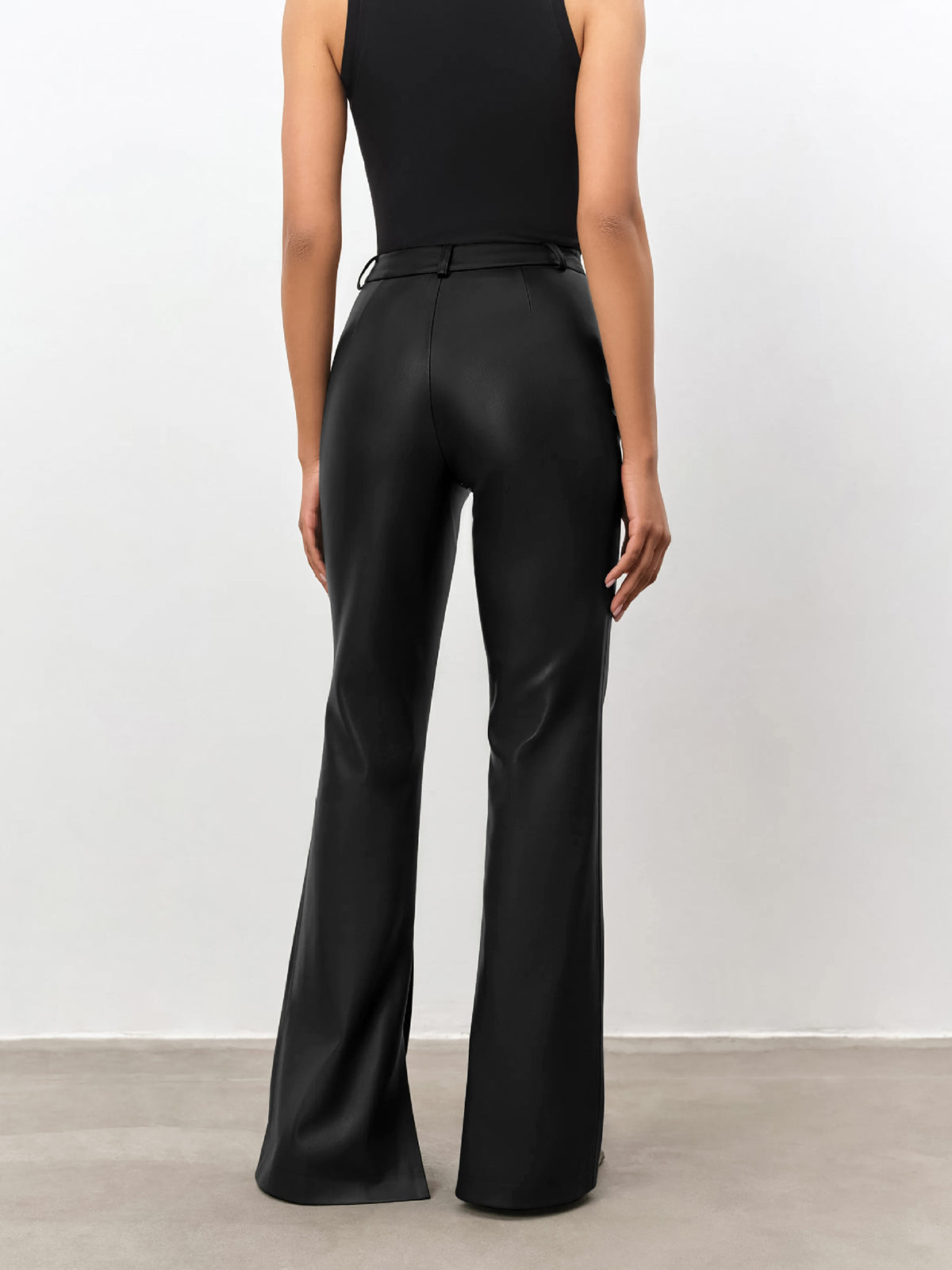 Pantalon Flare Similicuir Taille Haute | Coupe Structurée