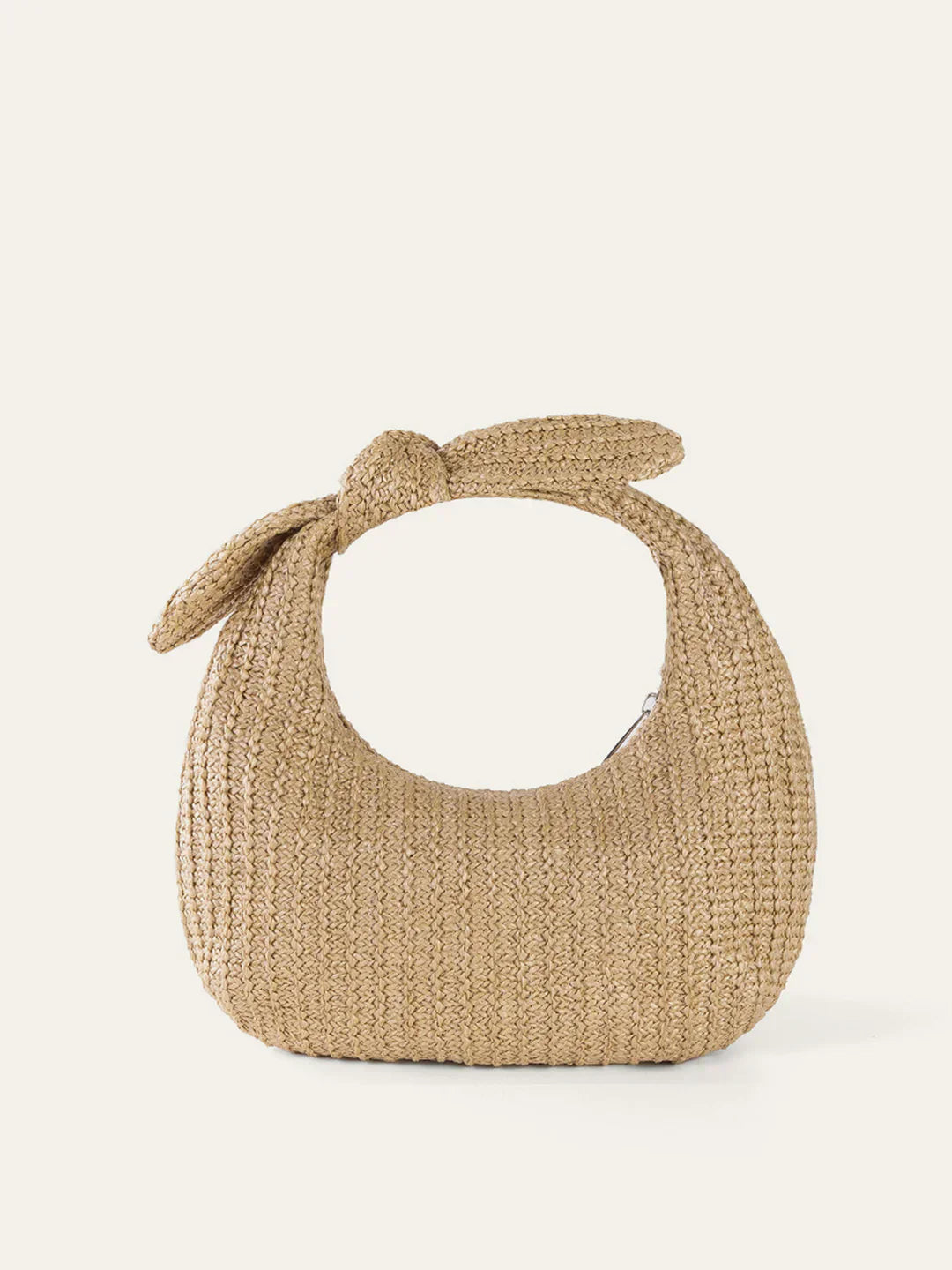 Sac en Paille Évasion avec Noeud | Silhouette Lune Coupée