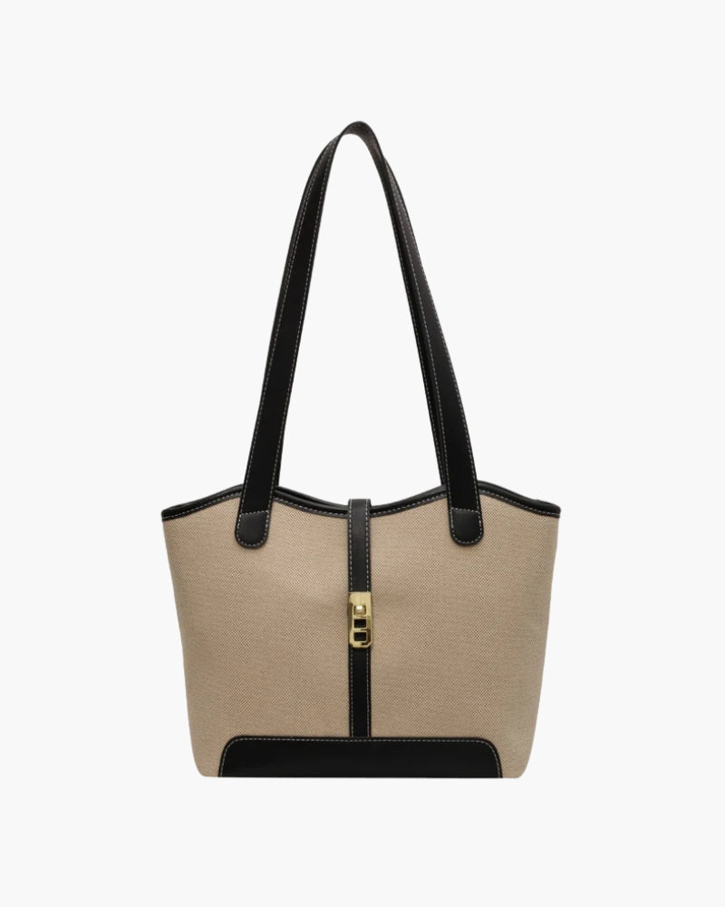 Tote en Canvas Évasion | Bordure Contrastée, Sangle Turnlock, Poignées Doubles