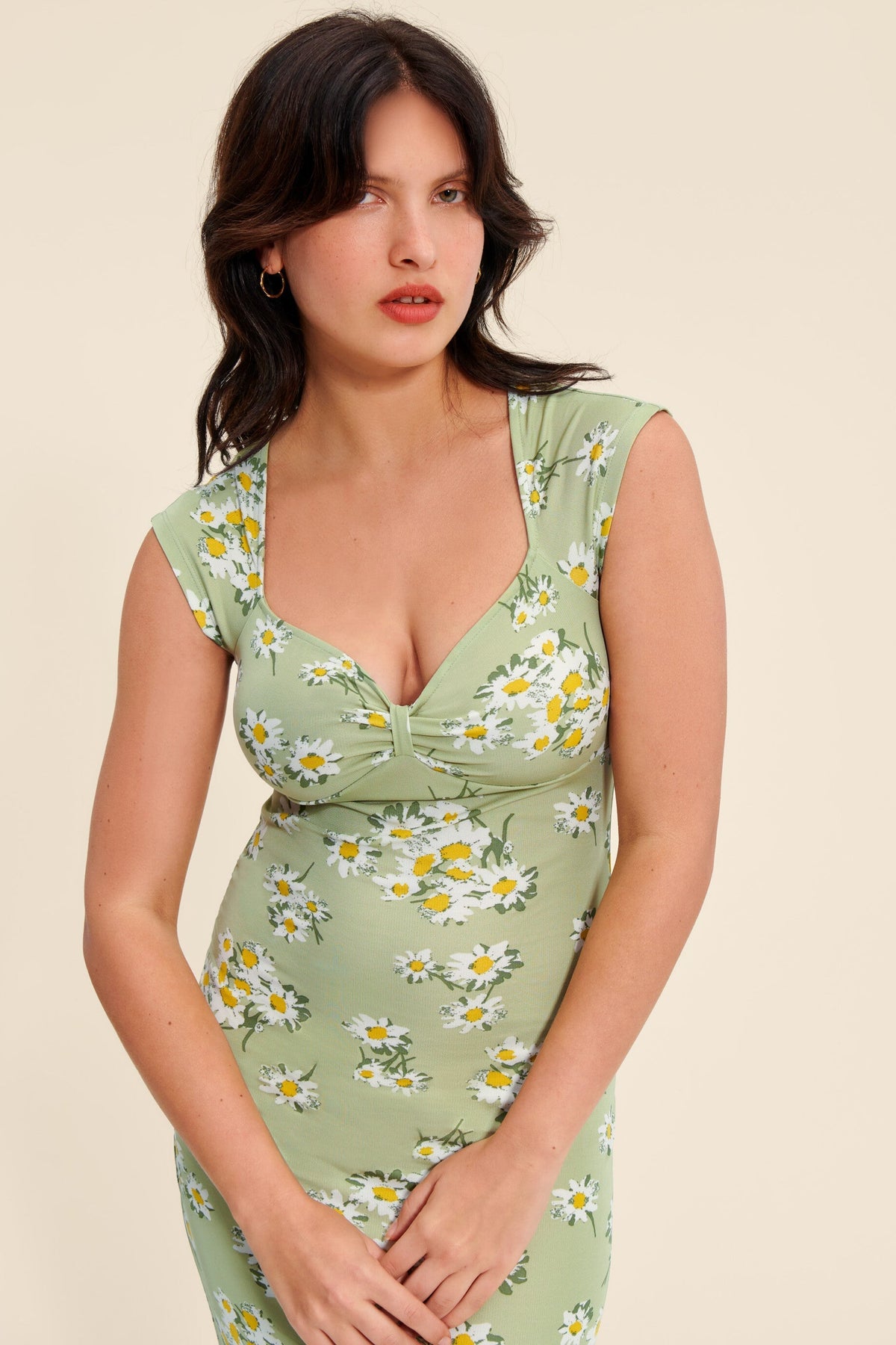 Robe Midi Florale | Bustier Froncé | Ajustement Élastique
