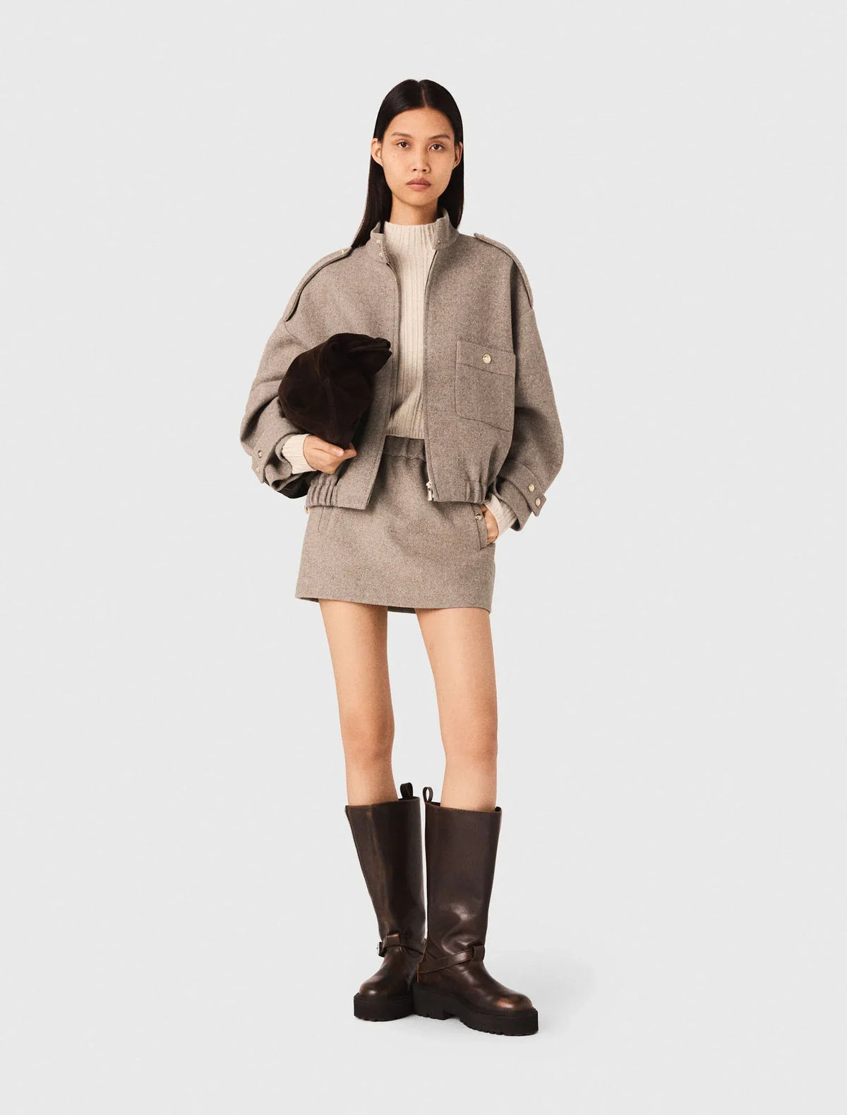 Veste Courte en Mélange de Laine | Style Urbain Structuré