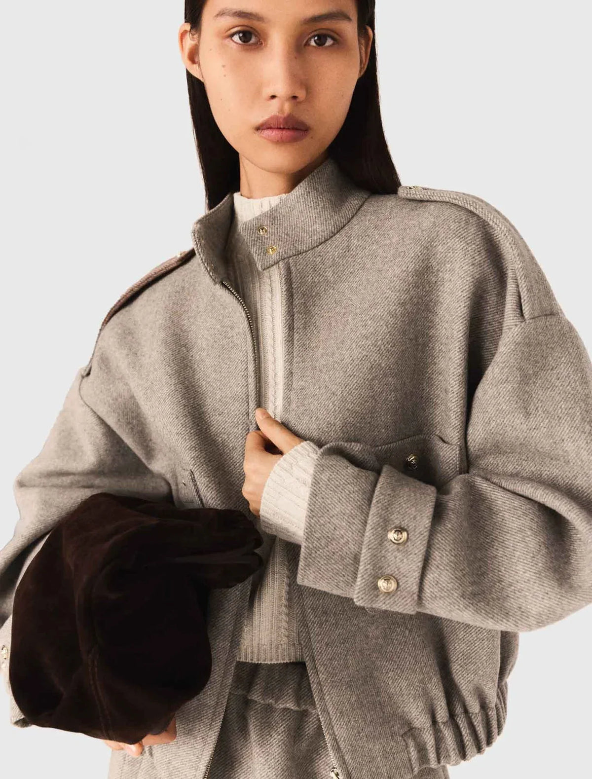 Veste Courte en Mélange de Laine | Style Urbain Structuré