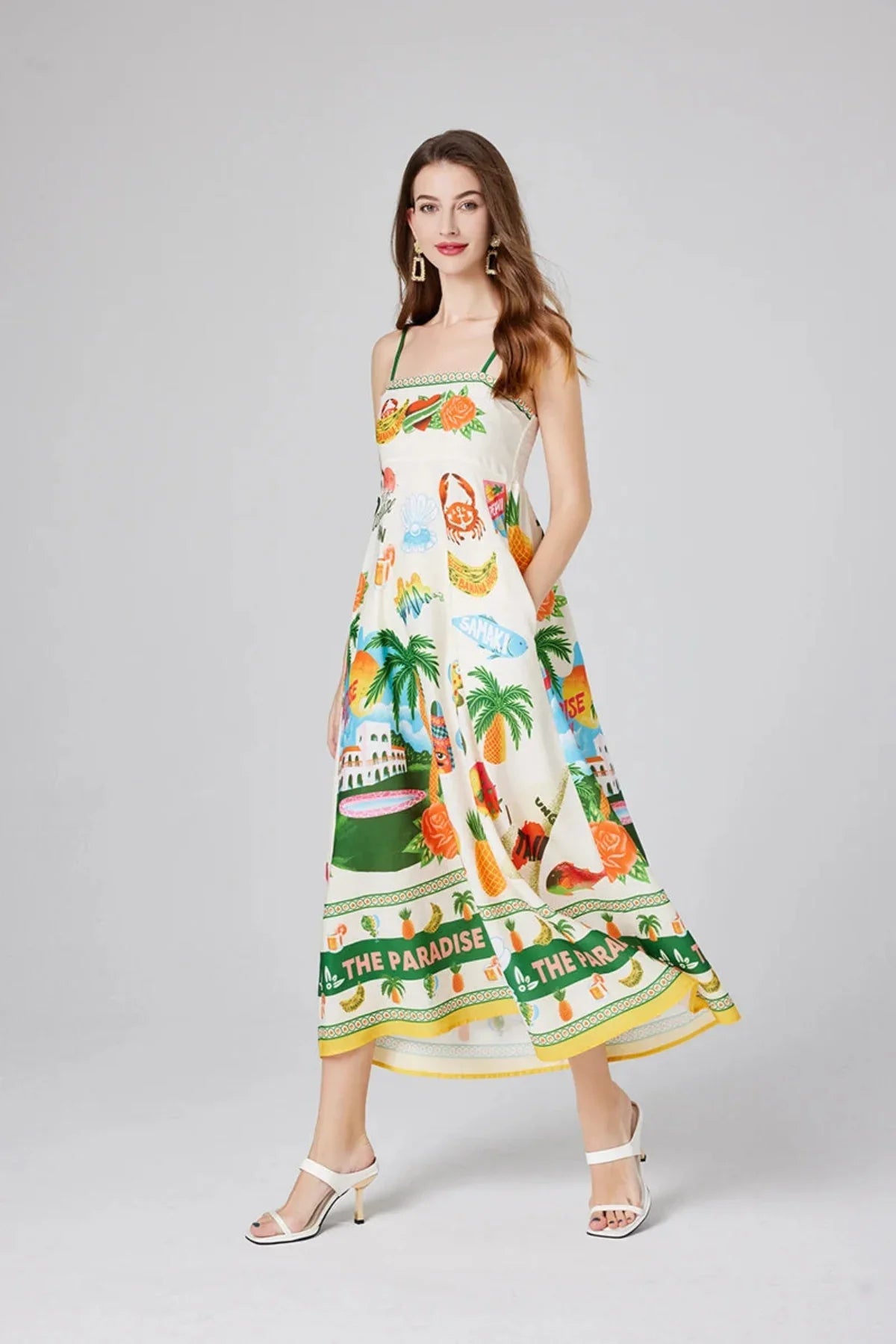 Robe Maxi Cami Évasion Paradise Imprimé | Coupe Relaxée | Été
