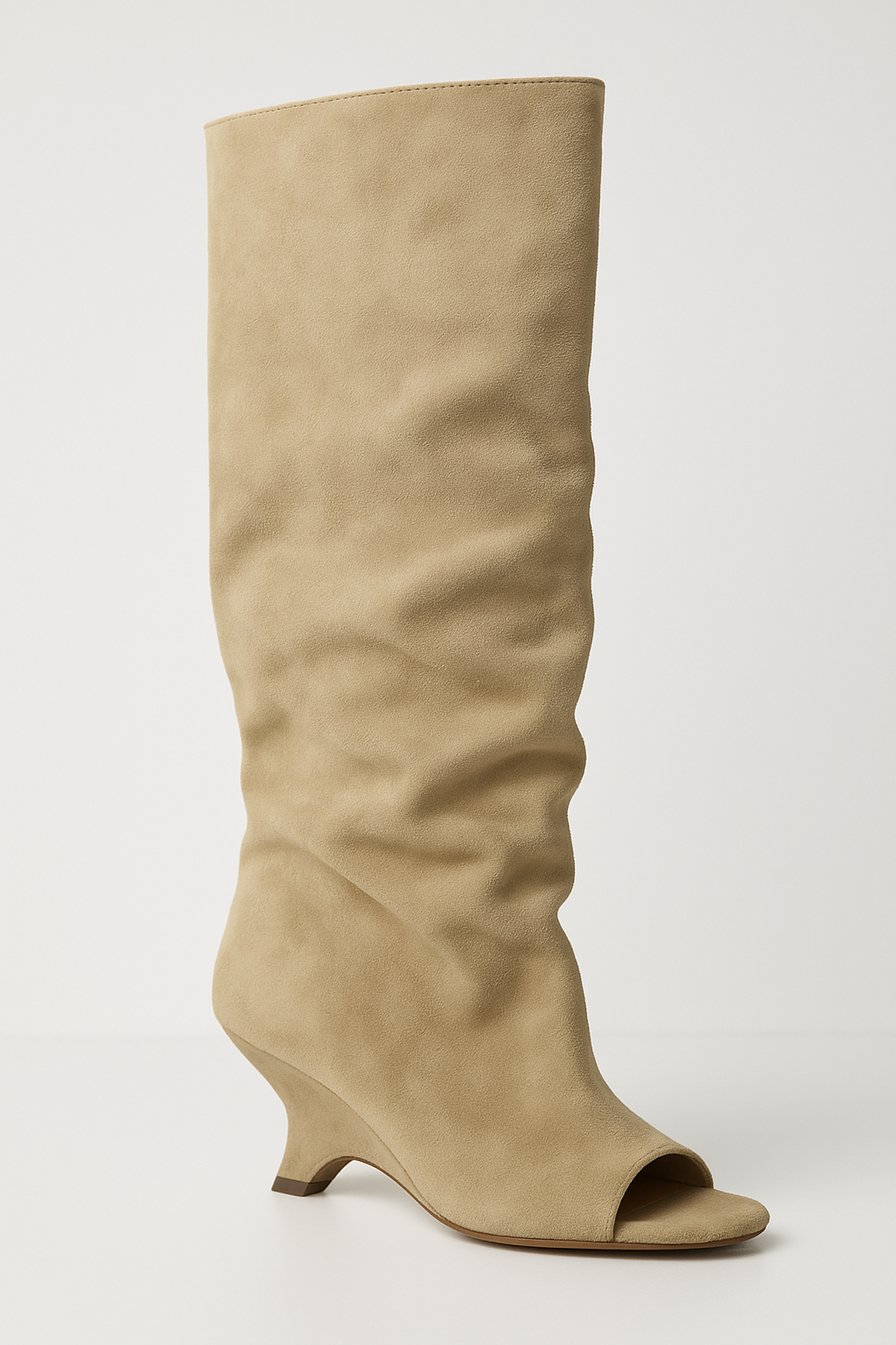 Bottes Hautes Peep-Toe Fondamentale | Faux Suede | Talons Sculptés