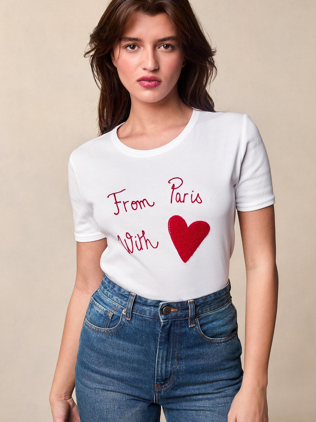 T-shirt en Coton Brodé | De Paris Avec Cœur