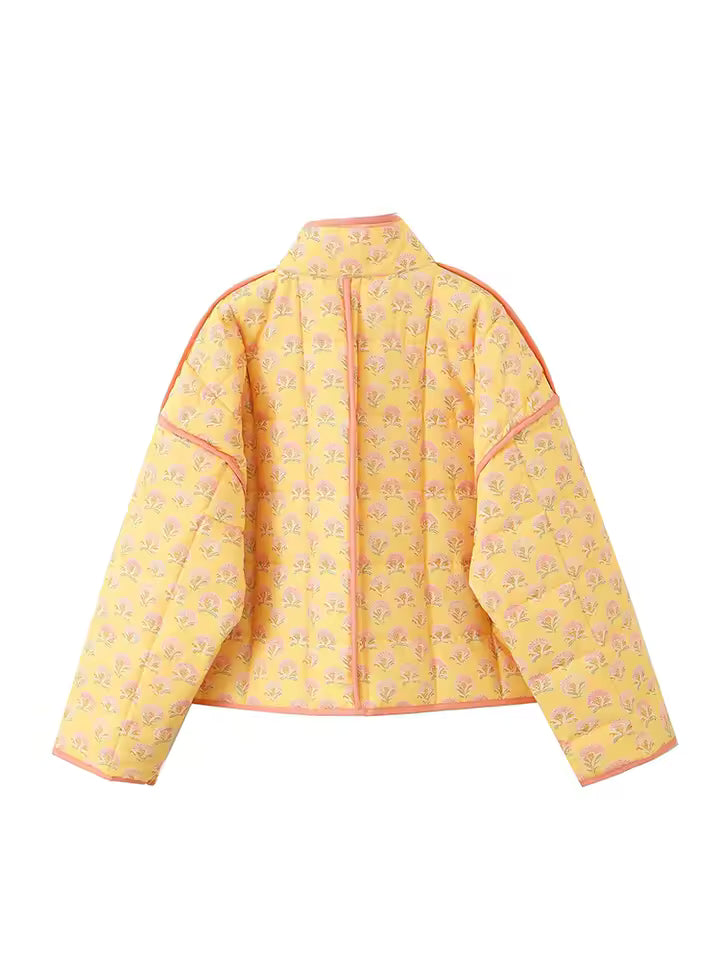 Veste Florale Matelassée | Col Montant | Coupe Relaxée