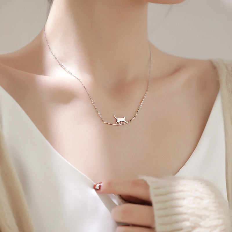 Collier Pendentif Chat Fondamentale | Fini Argent