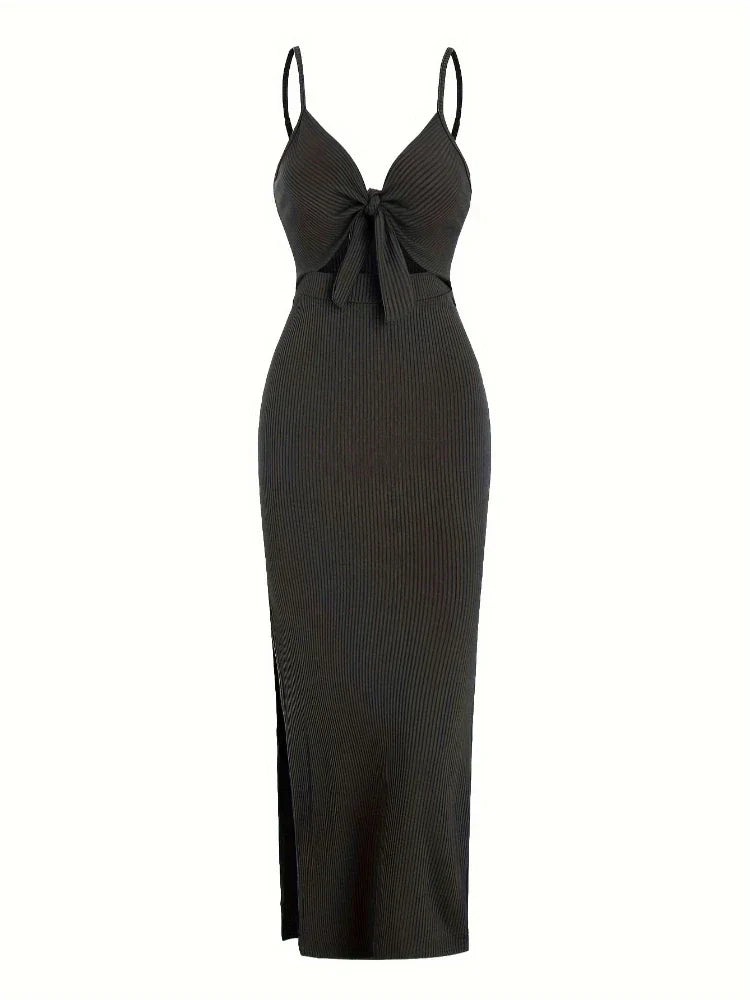 Robe Maribel Maxi | Tie Front | Coupe Slim | Détail Découpé