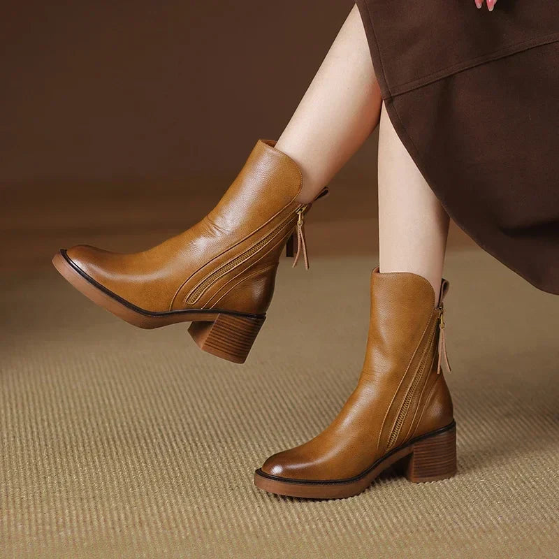 Bottines à Talons Blocs | Fermeture Éclair | Design Hiver Raffiné