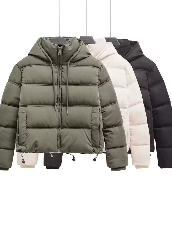 Veste Courte Matelassée | Design avec Capuche | Légère pour l'Hiver
