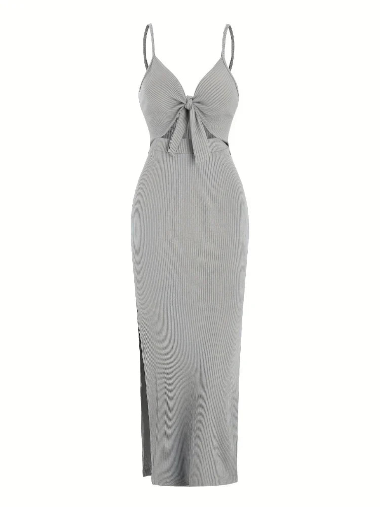 Robe Maribel Maxi | Tie Front | Coupe Slim | Détail Découpé