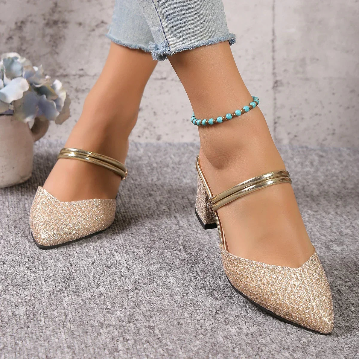 Talons Blocs Vienne | Fini Brillant | Orteil Pointu