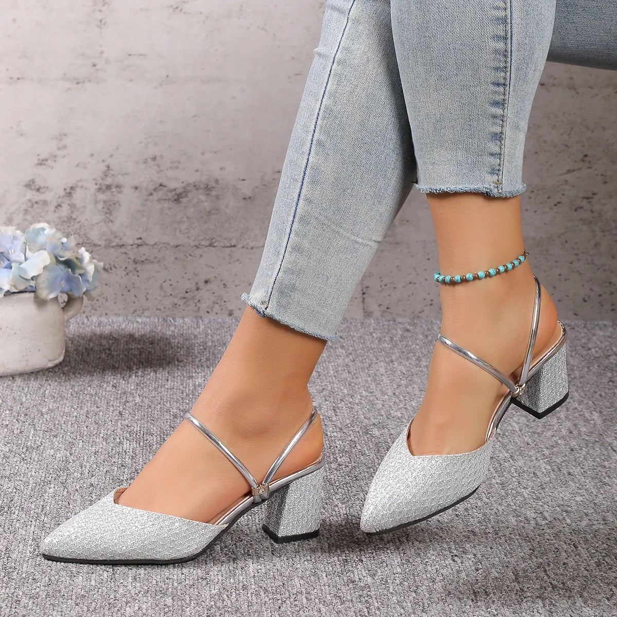 Talons Blocs Vienne | Fini Brillant | Orteil Pointu