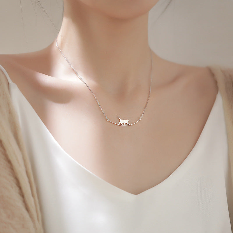 Collier Pendentif Chat Fondamentale | Fini Argent