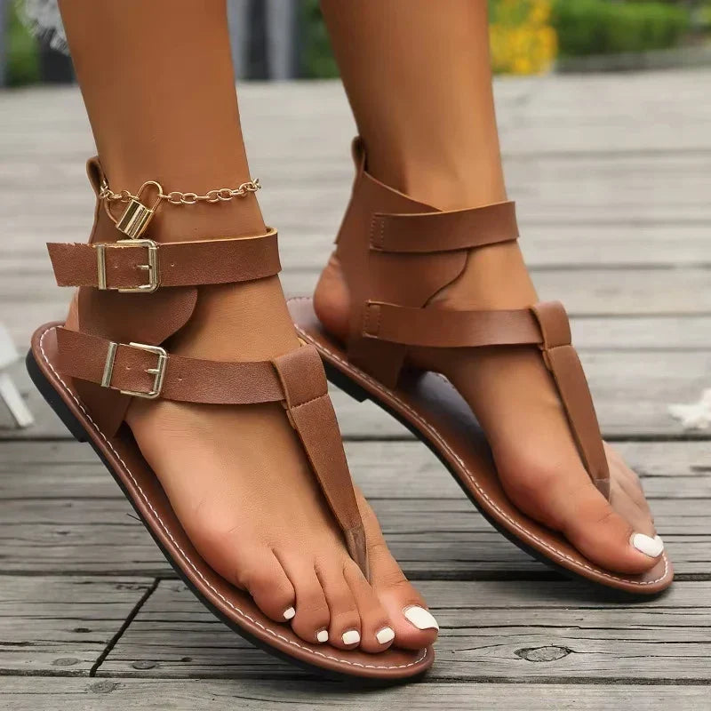 Sandales Avelyn en Cuir | Design à Bride Enveloppante avec Semelle Rembourrée
