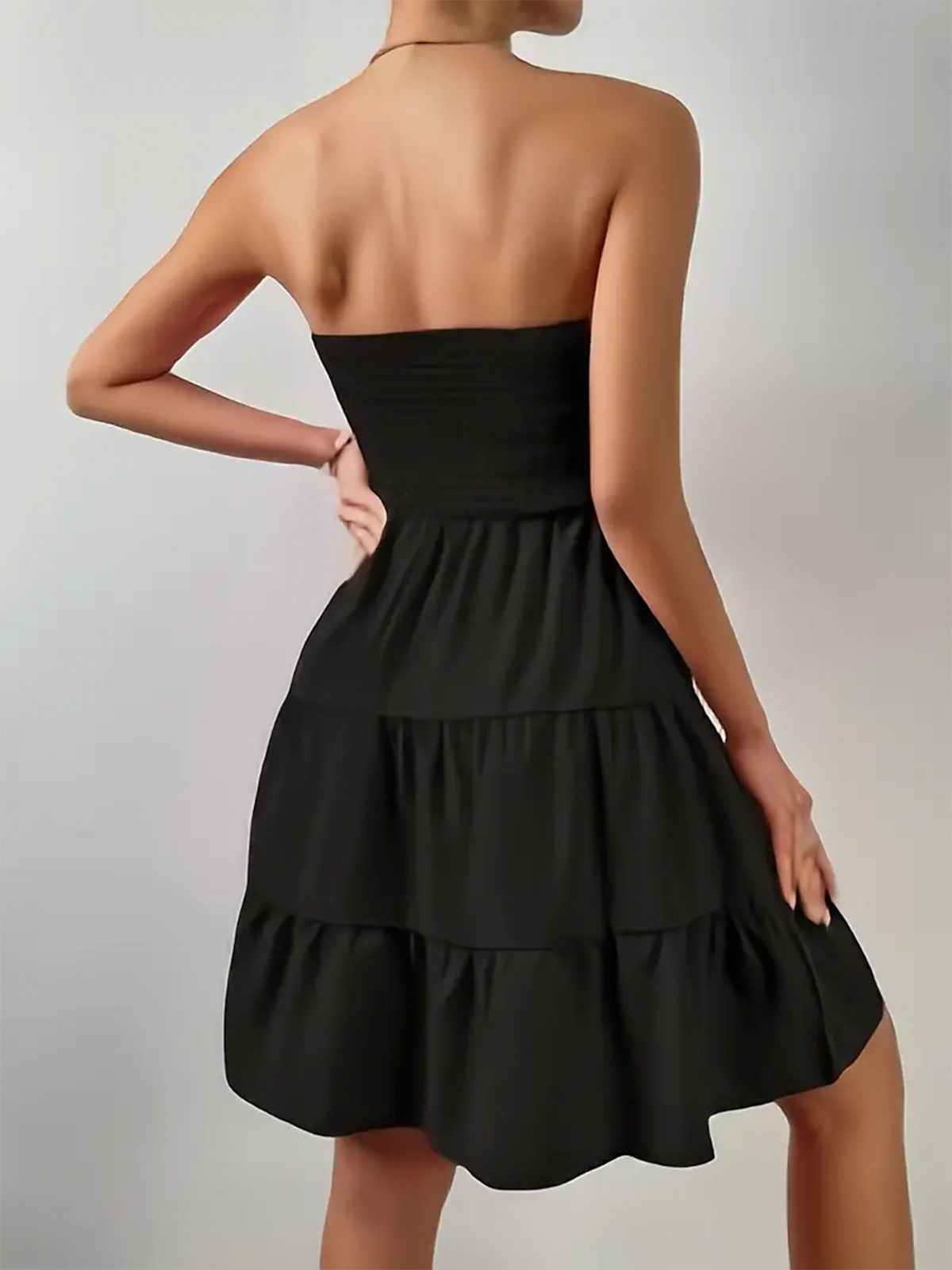 Robe Mini Sans Manches Froncée | Jupe Multicouches | Édition Été