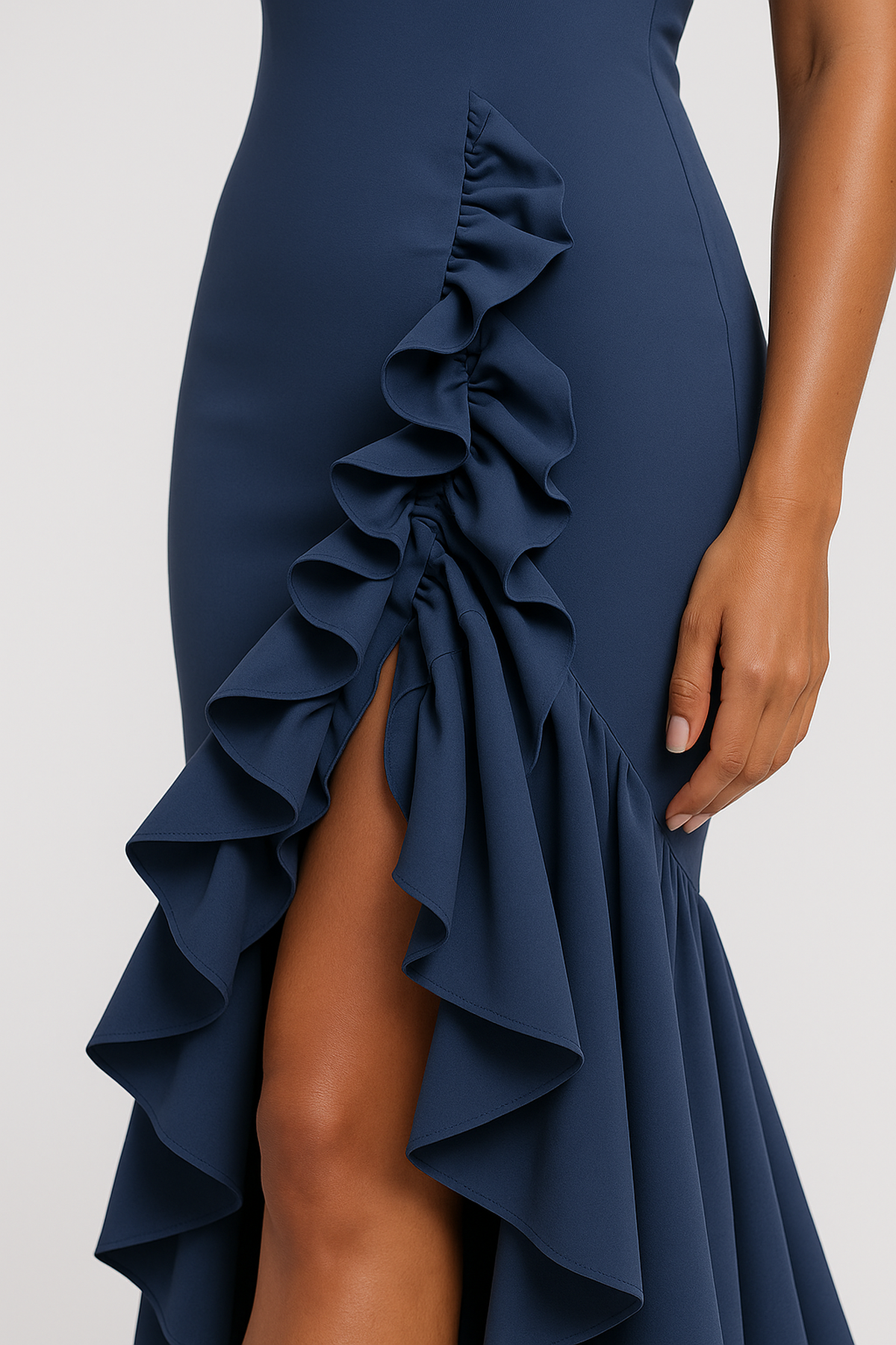 Robe Maxi Sans Manches | Volants et Fente Asymétrique