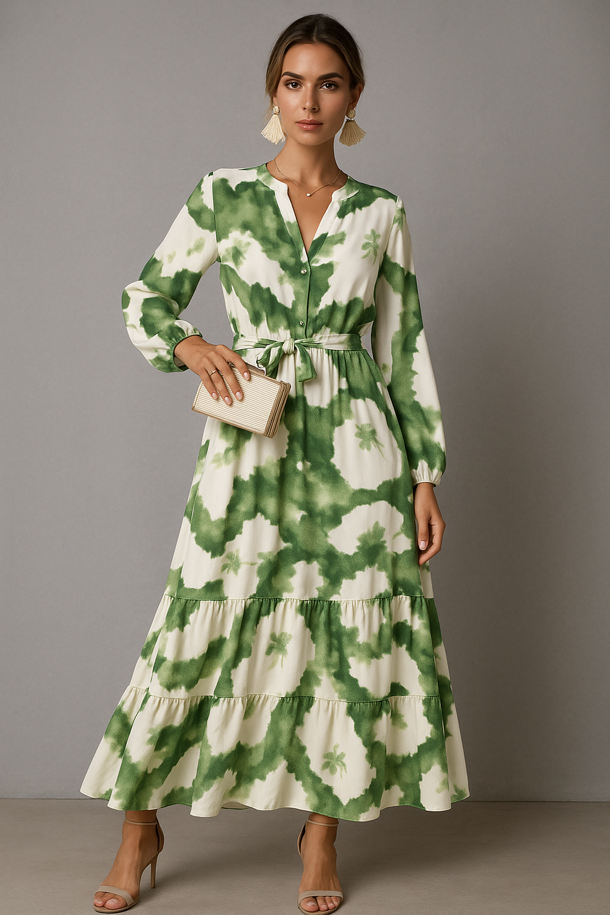 Robe Maxi | Jupe Volante et Taille Cordée