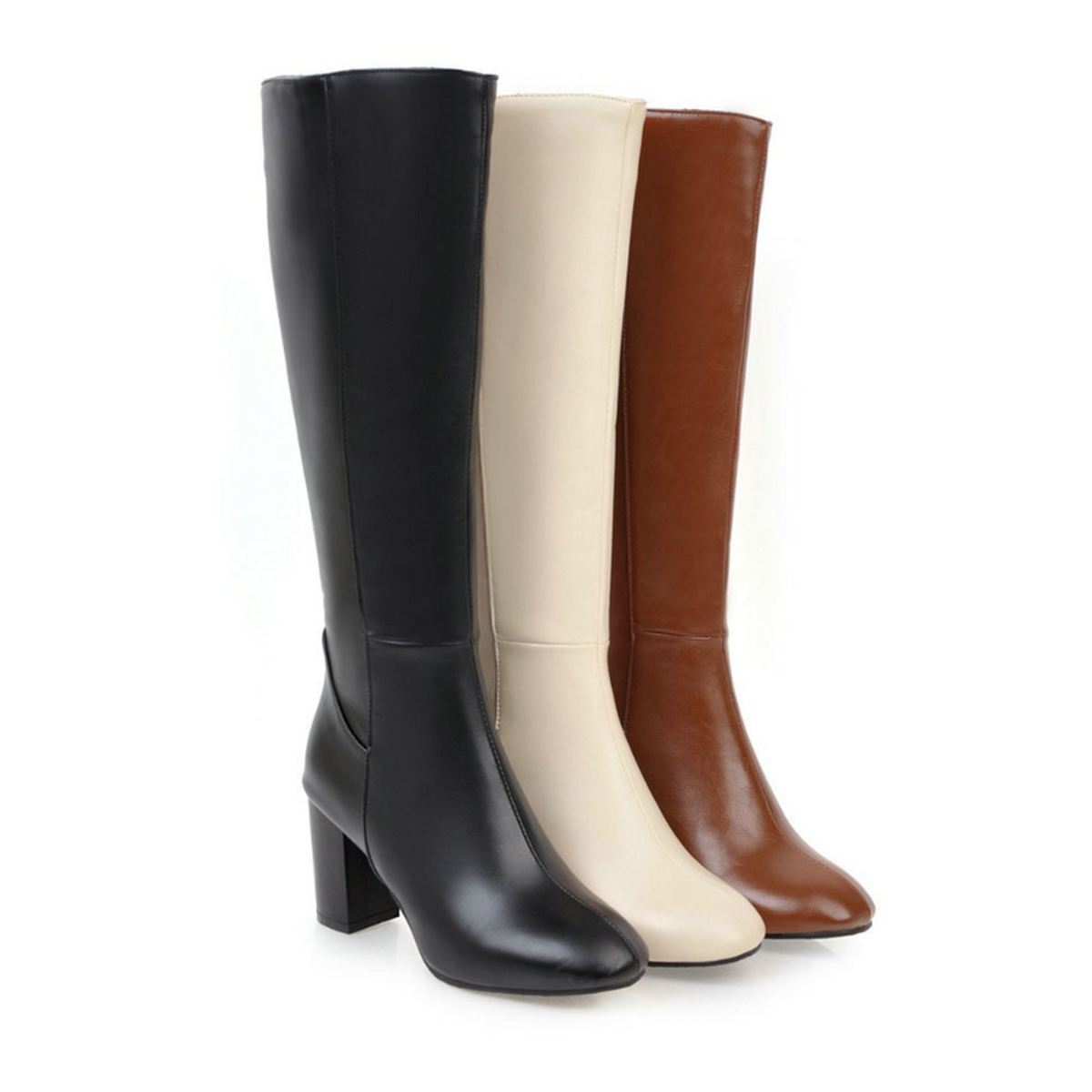 Bottes hautes à talons blocs Fondamentale | Cuir vegan | Hiver