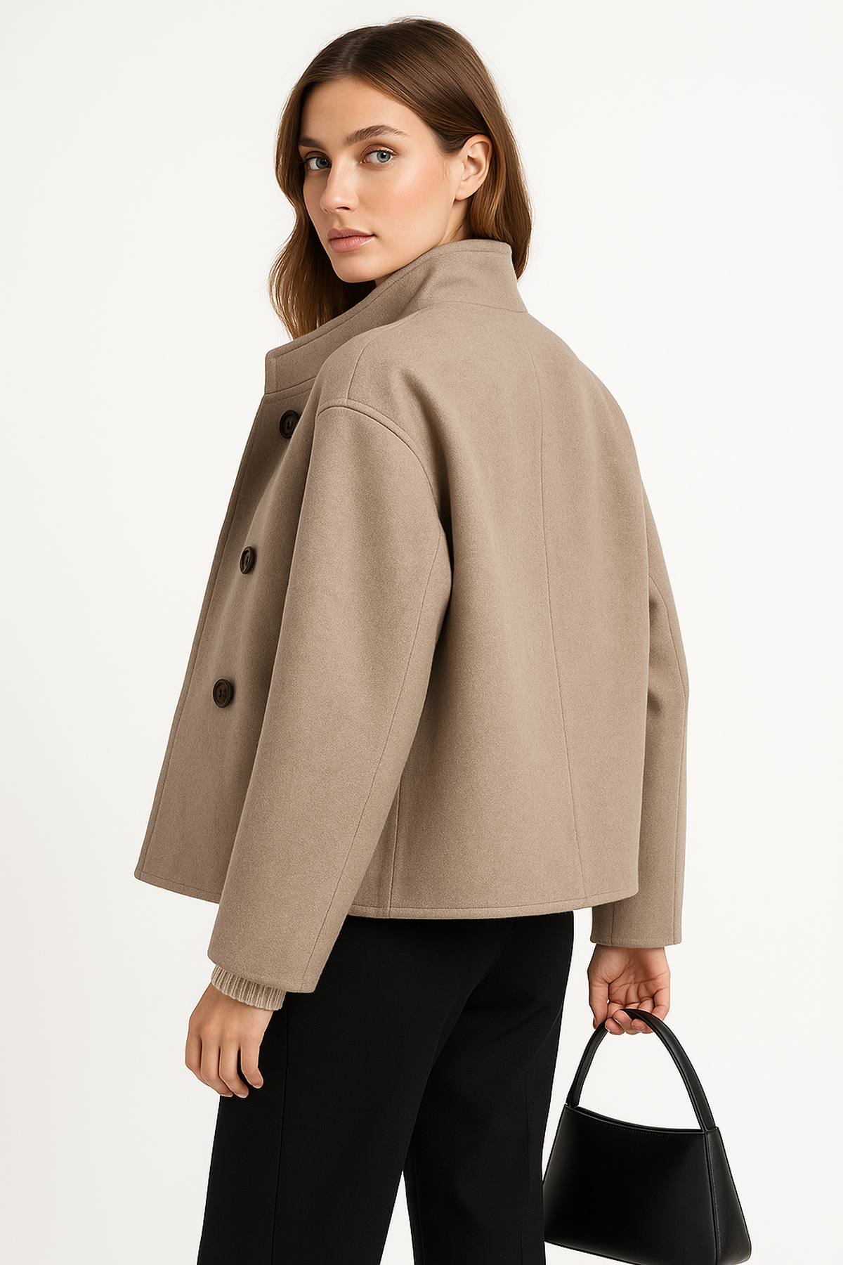 Manteau Court en Mélange de Laine | Double Breasted | Coupe Structurée