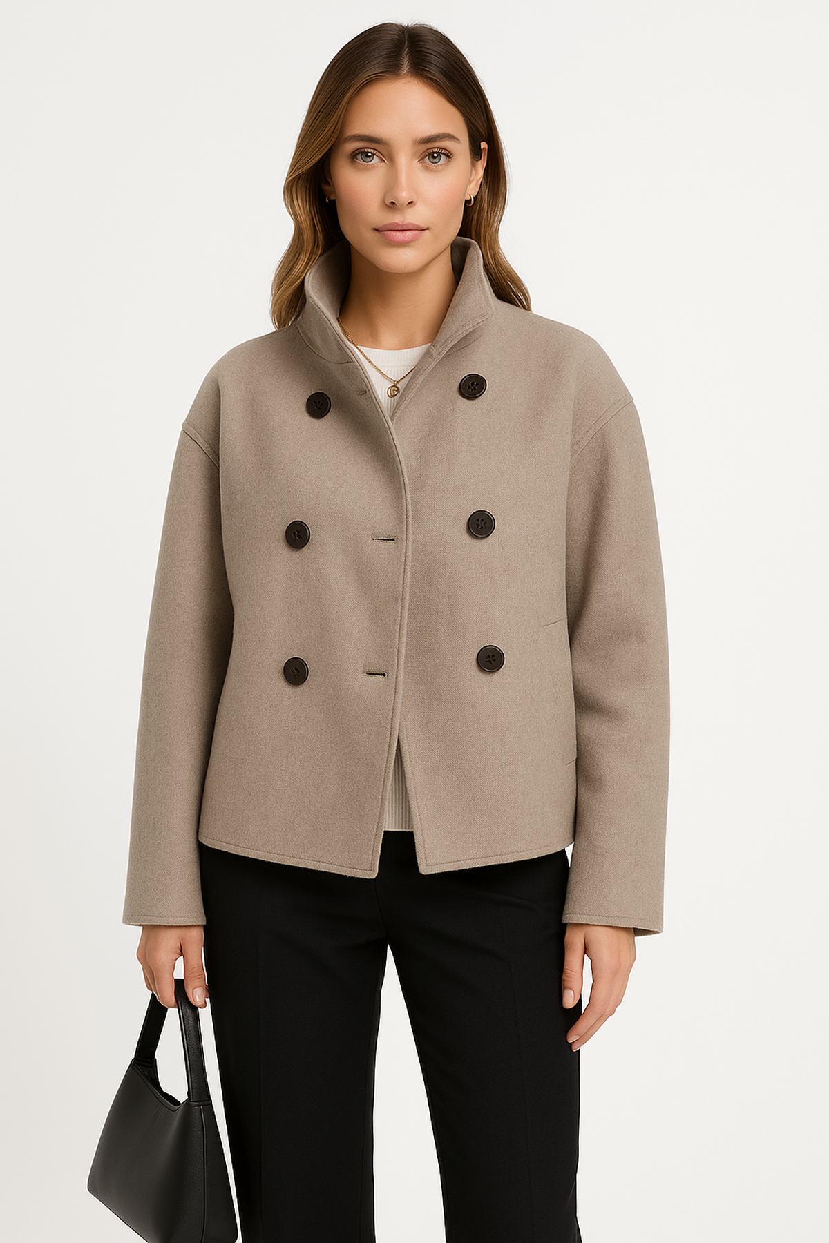 Manteau Court en Mélange de Laine | Double Breasted | Coupe Structurée