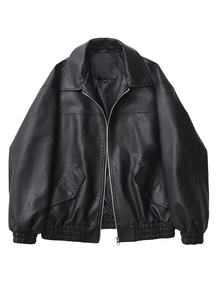 Veste en Faux Cuir Zippée | Coupe Relaxée Courte